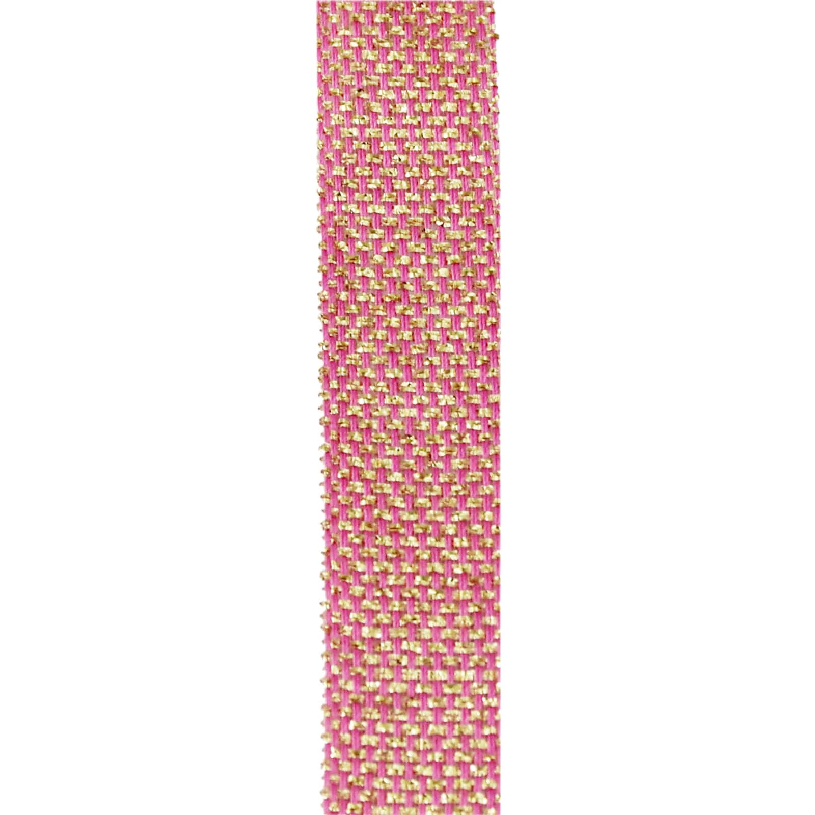 5/8" x 7yd. Pink & Gold Metallic Ribbon by Celebrate It – Non-Wired Woven Selvage Edge - Ideal for Gift Wrapping - Wreaths & Crafts - 12 Pack