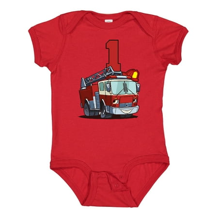 

Inktastic 1st Birthday Fire Truck Gift Baby Boy or Baby Girl Bodysuit