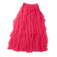 thumbnail image 2 of Zunfeo Tulle Skirts for Women Trendy Layered Tiered Skirt Elastic Waist Mid Flare Skirts- Red One Size, 2 of 3