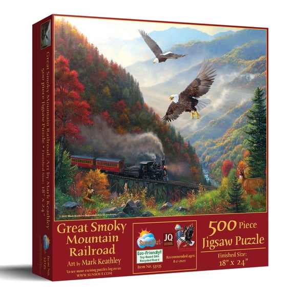 SUNSOUT INC - Great Smoky Mountain Railroad - 500 pc Jigsaw Puzzle by Artist: Mark Keathley - Finished Size 18" x 24" - MPN# 53135