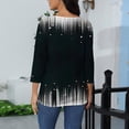 thumbnail image 5 of Summer Tops for Women Women's Stand Collar 3/4 Sleeve Printed Top T-shirt, 5 of 6
