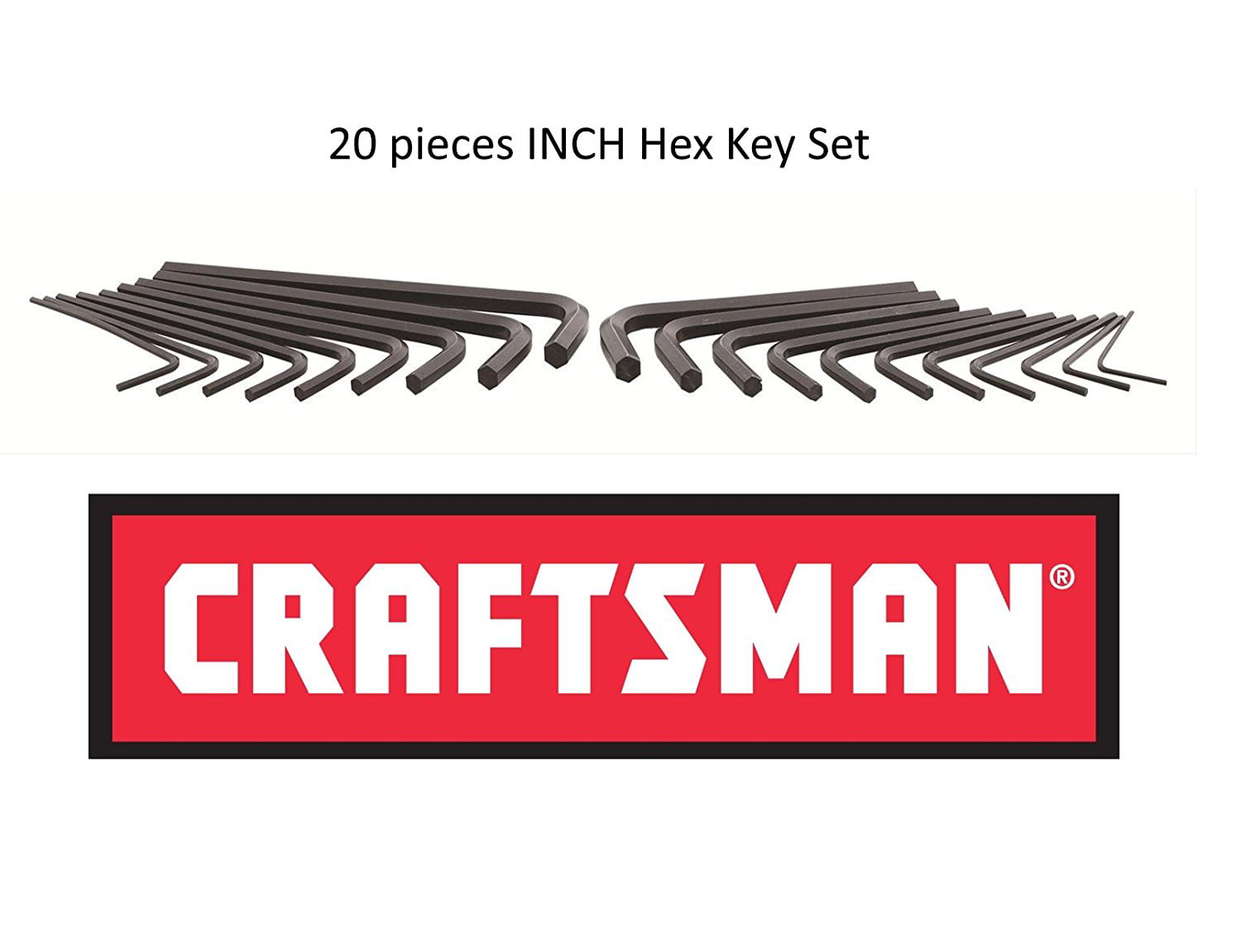 NEW CRAFTSMAN 14pc Inch Long Arm/Short Arm Hex Key Set with Pouch 46683A