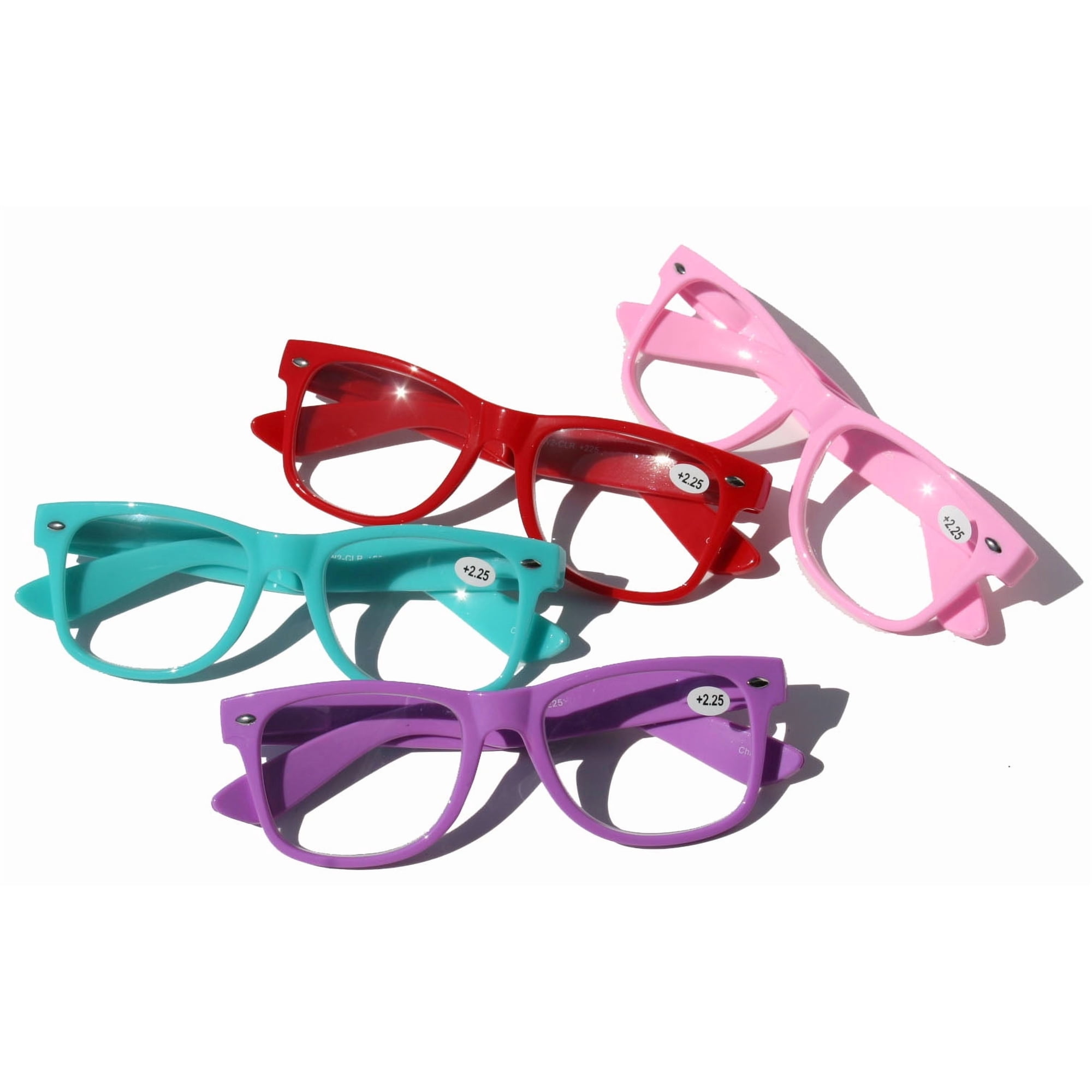 4 Pairs Colorful Reading Glasses - Comfortable Stylish Simple Readers Magnification +1.00