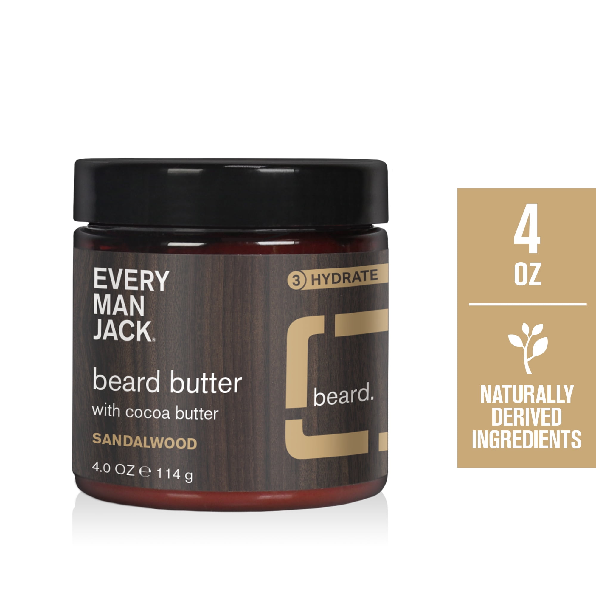 Every Man Jack Sandalwood Hydrating Beard Butter for Men, Naturally Derived, 4 oz