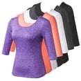 thumbnail image 1 of TFixol Camiseta deportiva calada para mujer con espalda en V y media manga, 1 of 8