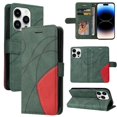 thumbnail image 1 of GANGXUN Flip Case for iPhone 15 Pro – Leather Wallet Cover with Card Slots, Kickstand & Color Stitching Protective Folio, 1 of 6