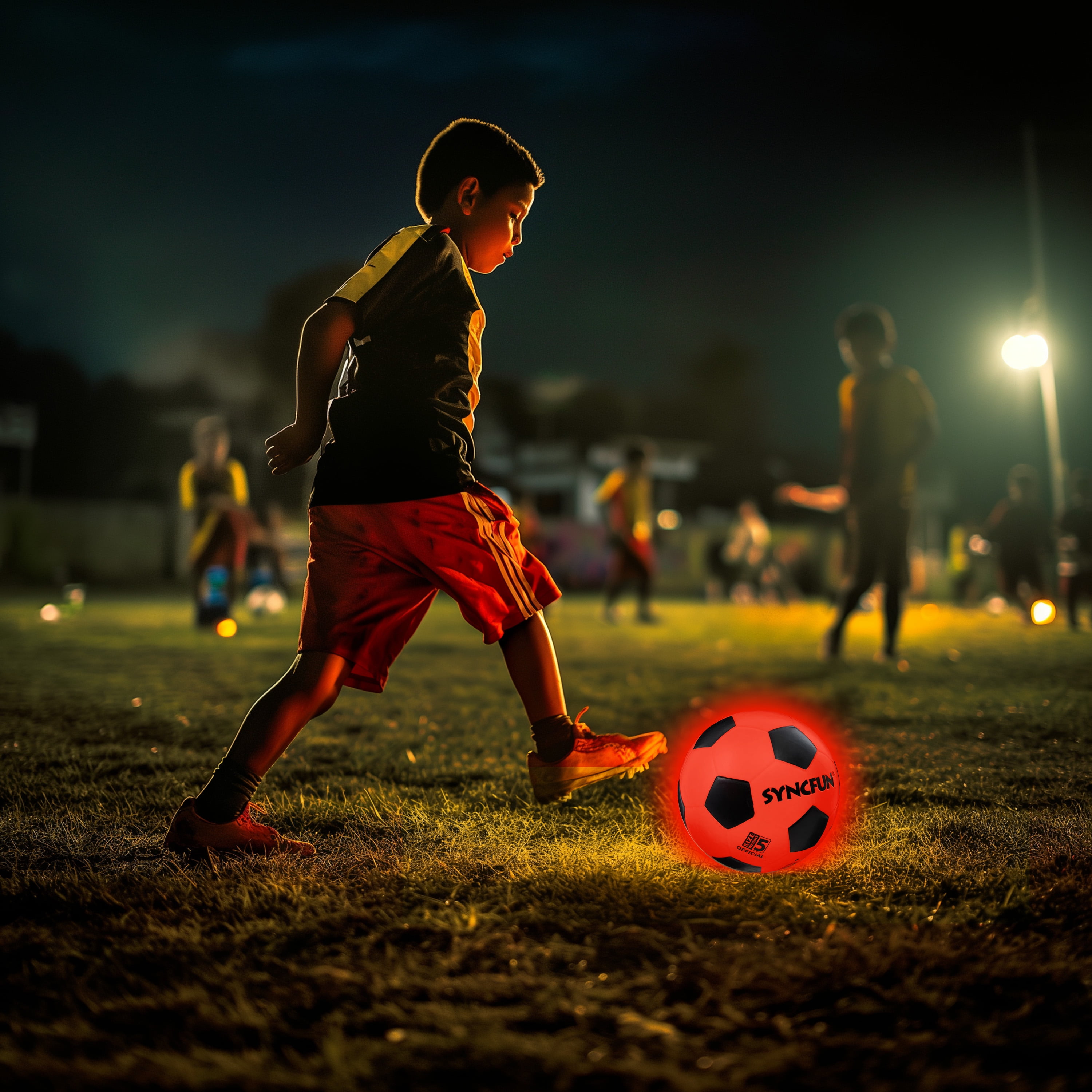 Glow in The Dark Soccer Ball Light Up LED Soccer Ball Gifts for Teen Boy Birthday Outdoor Games for Evening Play Toys for Kids Boys Ages 3 Old and up, Official Size 5