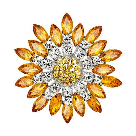 PERZOE Women Fashion Flower Brooch Crystal Rhinestone Jewelry for Wedding Party Gift