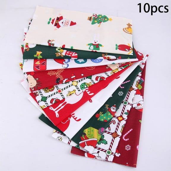 5/10Pcs Christmas Cotton Fabric Decor 25*25Cm Squares Quilting Xmas Diy Cloth