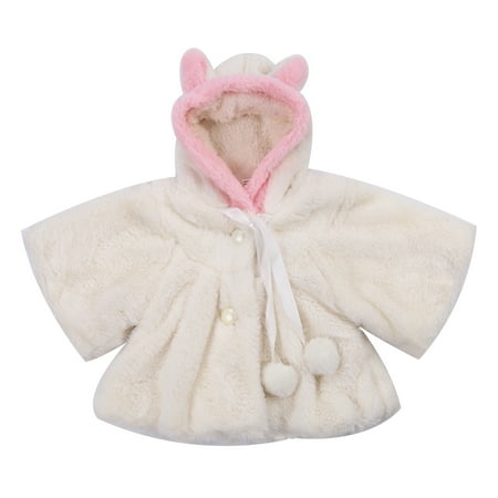 

Newborn Kids Baby Rabbit Ear Faux Fur Warm Winter Hooded Cape Cloak Hoodie CoatJacket Snowsuit Outerwear