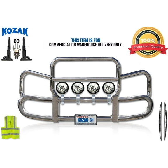 HERD 300 Compatible with Volvo VNL 2004-2017 Silver Stainless Steel Grille Deer Brush Guard