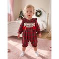 thumbnail image 3 of Cjfdfy Newborn Baby Girl Christmas Outfit My First Christmas Romper Collar Plaid Long Sleeve Letter Santa Claus Embroidery Bodysuit Infant Cute Christmas Fall Winter Bodysuit, 3 of 9