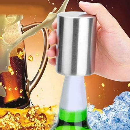 

Farfi Stainless Steel Automatic Bottle Opener Beer Wine Can Cap Catcher Bar Easy Tool