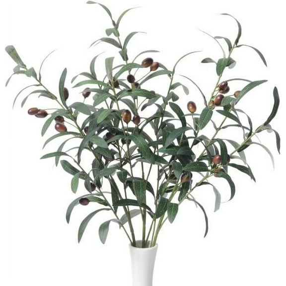 VERMON 110cm Artificial Olive Branch in Faux Silk Decorative Planter