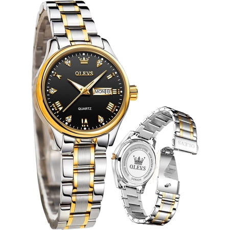OLEVS Women Watches Business Dress Female Ladies for Small Wrist Watch Gold Plated Silver Tone Stainless Steel Band Analog Quartz Waterproof Lady Watches