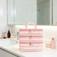 thumbnail image 1 of Neceser de mano compacto para cosméticos, organizador de maquillaje para mujer, para botellas de tamaño completo, para mujeres, adolescentes y niñas, Beige Rosa, 1 of 8