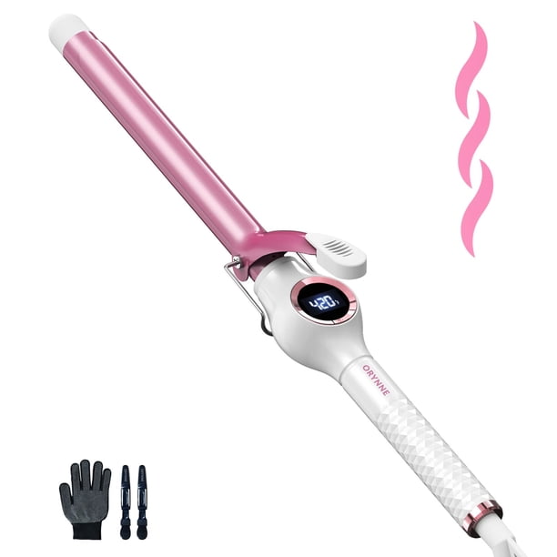 Rizador de cerámica ORYNNE, barril de 1,9 cm, control digital de temperatura, calentamiento rápido, 7 temperaturas ajustables, apagado automático a los 60 minutos