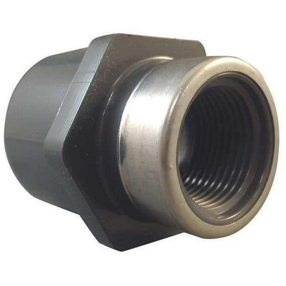 PVC, Stainless Steel Female Adapter, Socket x FNPT, 1 in x 3/4 in Pipe Size