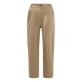 thumbnail image 5 of Linen Pants Women Petite High Waisted Cropped Pants Summer Beach Ankle Length Straight Leg Tapered Trouser Pant with Pockets with Pockets Khaki S, 5 of 5