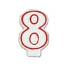 "Club pack of 24 White and Red Numeral ""8"" Decorative Birthday Party Candles"