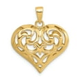 thumbnail image 3 of 14k Yellow Gold Solid Polished 3D Filigree Heart Charm Pendant, 3 of 7