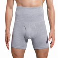 thumbnail image 1 of High-Waisted Compression Boxer Briefs for Men - Tummy Control, Open Fly, Breathable Cotton Fabric, Comfortable Fit, Shapewear Un GRAY L, 1 of 5