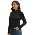 thumbnail image 2 of Women Mock Neck Long Sleeve Shirt Slim Fit Tops Base Layer Soft Lightweight Stretch Undershirts, 2 of 6