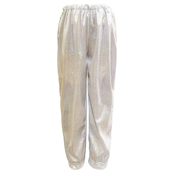 Pants Women Adult Glitter Straight Leg Trousers Elastic Performance Dance Pants Track Pants for Women Silver M