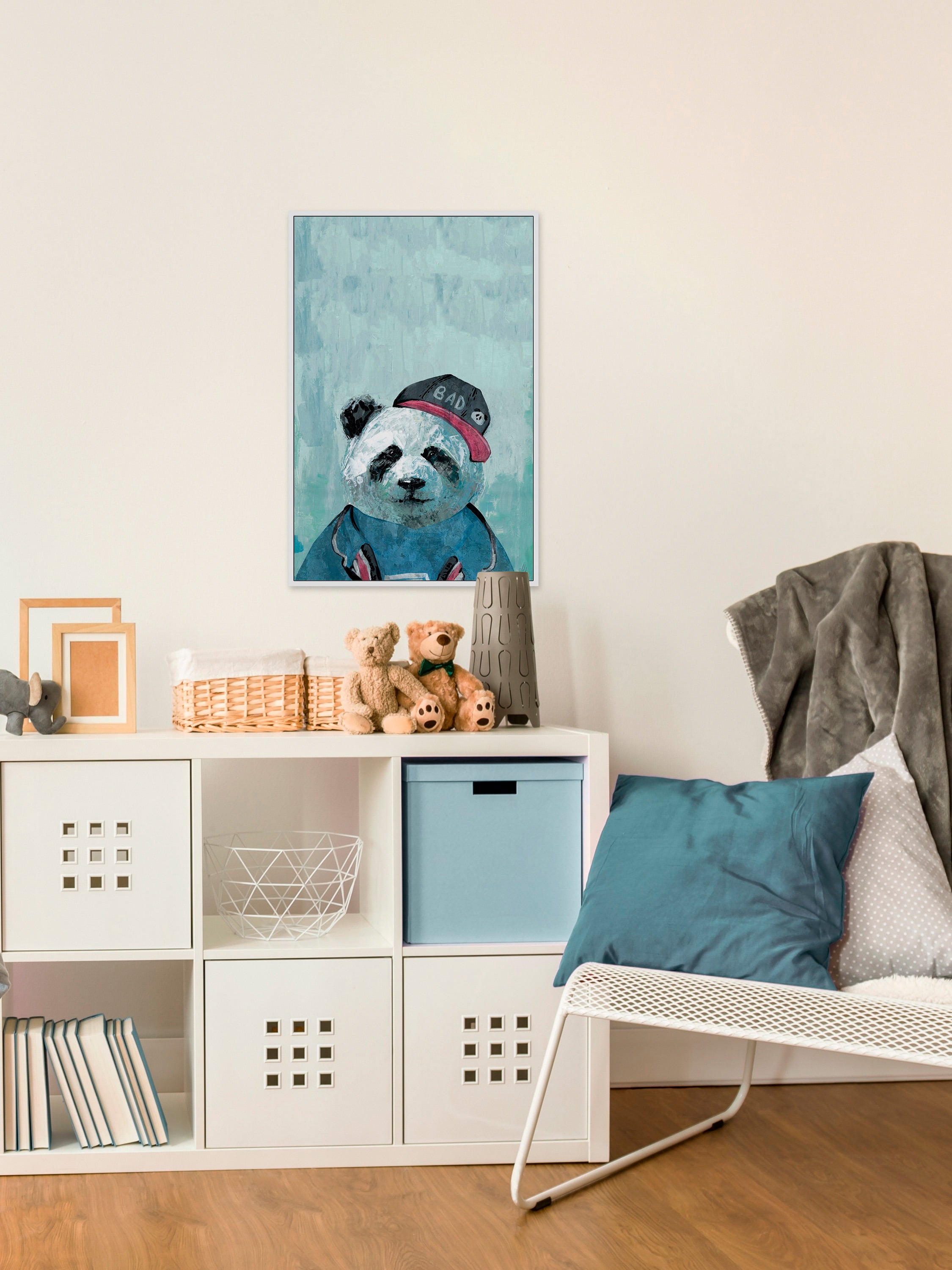 Bad Panda Floater Framed Painting Print on Canvas