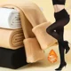 thumbnail image 4 of Leggings de invierno cálidos para mujer, pantimedias de cintura alta, de color sólido, de terciopelo grueso, medias elásticas de piel negra, 4 of 5