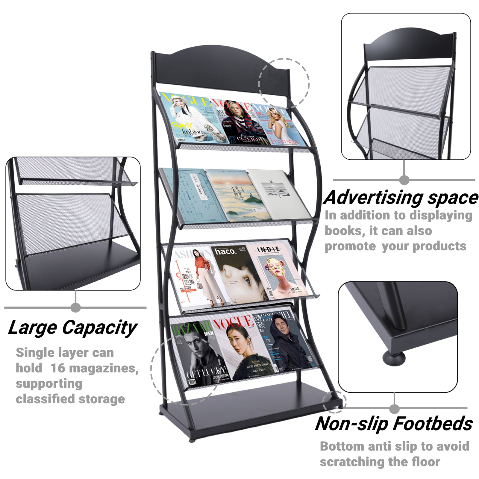 TOOL1SHOoo Floor-Standing Magazine Rack Information Rack Storage Rack ...