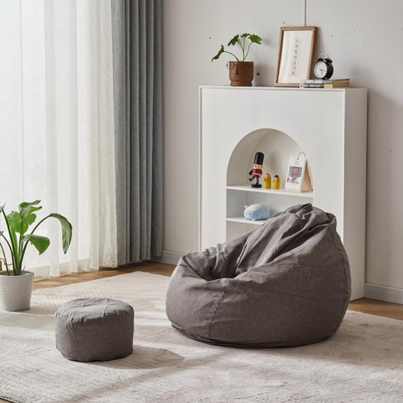 Bean Bag Sofa Cover (No Filler), Living Room Furniture Washable Micro-Fiber Adult Beanbag Chair outside Cover, Home Leisure Single Couch Bedroom Lazy Lounger Cover