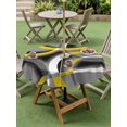 thumbnail image 3 of Outdoor Tablecloth with Umbrella Hole and Zipper, Yellow Geometric Round Table Cloth 60 Inch Waterproof Tablecloth, Gray Black Retro Abstract Stripes Lines Picnic Table Cover for Patio Camping, 3 of 7