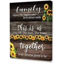 Rustic Sunflower Family This Is Us Together Wall Art Frame Canvas,Sunflower Home Decor Wall Art Canvas Painting Ready to Hang for Home Farmhouse Kitchen Dining Living Room Wall Decor-12 x 15 Inches
