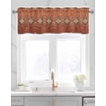 thumbnail image 2 of Brown Red Linen Curtain Valance for Bedroom/Bathroom/Kitchen/Office/Living/Dining Room Window,Vintage Boho Ethnic Geometric Abstract Art Rod Pocket Topper Decorative Cafe Drapes Panel 54"x18", 2 of 6