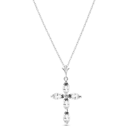Galaxy Gold 14K Solid Gold 1.23 Carat Natural Diamond Cross Necklace for Women - White Gold Fine Jewelry