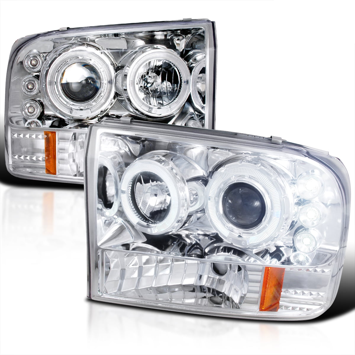 Neon LED Tube DRL 1PC Projector Headlight Pair 99-04 Ford F250 F350 SuperDuty 