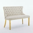 thumbnail image 4 of 1 Pieces Dining Bench with Tufted Wingback Gold Stainless Steel Legs Padded Seat, Upholstered Kitchen Stool for Dinner Room, Living Room, 4 of 12