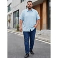 thumbnail image 5 of DARING DIVA Men's Big Tall Summer Casual Short Sleeve Button Down Shirts 4XL Light Blue, 5 of 7