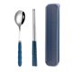 thumbnail image 1 of Juego portátil de palillos y cucharas para cubiertos de 2 para viajes de acampada, paja de trigo y acero inoxidable, 1 of 5