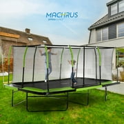Machrus Upper Bounce - Mega 10 X 17 Gymnastics Style ، مجموعة ترامبولين مستطيلة مع نظام الضميمة المتميز - أخضر / أسود