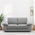 thumbnail image 3 of 79" Oversized Velvet Loveseat Sofa with Storage Seat & High-Density Foam Cushion, Upholstered Modern Style 2-Seater Couch with Square Arms & Cushion Back, Easy Assembly, for Living Room, Gray, 3 of 10