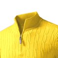 thumbnail image 7 of TOUMENY Men Winter Half Zip Sweater Casual Soft Comfy Knit Pullover Long Sleeve Solid Slim Crew Neck Basic Warm Fall Tops Yellow M, 7 of 7