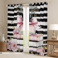 thumbnail image 2 of Fashion Woman Dress Curtains Golden Polka Dots 30%-50% Blackout Curtains Black Decor Bedroom Curtains Romantic Makeup Themed Window Curtains Black White Stripe Curtains,2 Panels 42"Wx90"L, 2 of 6