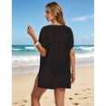 thumbnail image 5 of Beach Cover Up for Women Crochet Mesh Swim Cover Up V Neck Batwing Side Slit Oversized Floral Bathing Suit Cover Up, 5 of 6