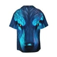 thumbnail image 6 of Lsque Futuristic Blue Light Wolf print Men's Cuban Collar Short Sleeve Shirt Summer Beachwear Casual Button Down Fashionable Vacation Leisure Shirt-Medium, 6 of 7