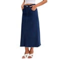 thumbnail image 4 of Falda de mezclilla maxi A Line de cintura alta deshilachada INSPIRE CHIC para mujer, falda de jeans casual S azul profundo, 4 of 6