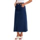 thumbnail image 4 of Falda de mezclilla maxi A Line de cintura alta deshilachada INSPIRE CHIC para mujer, falda de jeans casual S azul profundo, 4 of 6