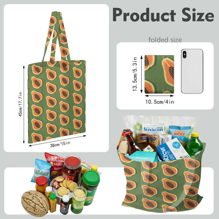 Tropical Papaya Canvas Tote Bag – Reusable Grocery Bag with Cute