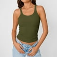 thumbnail image 5 of HongQid Women's Scoop Neck Spaghetti Strap Tank Top Ribbed Sleeveless Slim Fit Camisole Summer Casual Outfits, 5 of 7